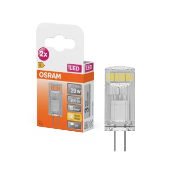 OSRAM LED izzó, kapszula forma, átlátszó üveg búra, G4 foglalat, 1,5W, 200lm, 2700K meleg fehér 2db
