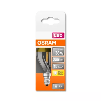OSRAM Star LED kisgömb izzó, átlátszó üveg búra, E14 foglalat, 4W, 2700K, 420lm, meleg fehér