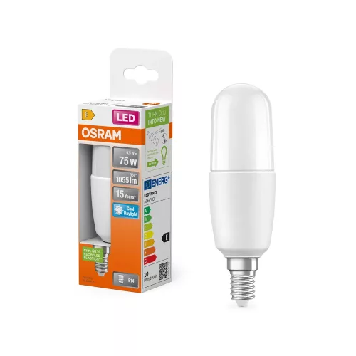 OSRAM Star LED rúd izzó, cső forma, matt búra, E14 foglalat, 9,5W, 1055lm, 6500K hideg fehér