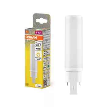 OSRAM Dulux D/E LED kompakt fénycső, matt búra, G24q-1 foglalat, 6W, 600lm, 3000K, 130mm hosszú