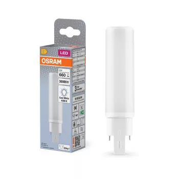 OSRAM Dulux D/E LED kompakt fénycső, matt búra, G24q-1 foglalat, 6W, 660lm, 4000K, 130mm hosszú