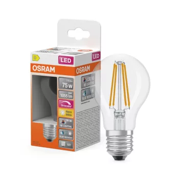 OSRAM Superstar+ dimmelhető LED classic izzó, üveg, E27 foglalat, 7,5W, 1055lm, 2700K, filament