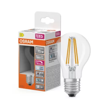 OSRAM Superstar+ dimmelhető LED classic izzó, üveg, E27 foglalat, 7,5W, 1055lm, 4000K, filament