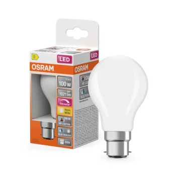 OSRAM Superstar+ dimm. LED izzó, matt búra, B22d foglalat, 11W, 1521lm, 2700K meleg fehér filament