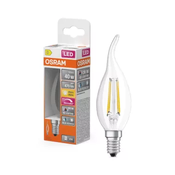 OSRAM Superstar+ dimmelhető LED gyertya izzó, átlátszó üveg, E14 foglalat, 3,4W, 2700K, 470lm