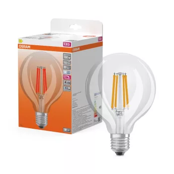OSRAM Superstar+ dimm. LED izzó, Globe átlátszó üveg búra, E27, 11W, 1521lm, 4000K semleges fehér