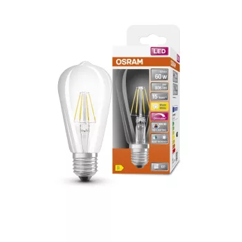 OSRAM Superstar+ dimmelhető LED Edison izzó, üveg búra, E27, 5,8W, 806lm, 2700K meleg, filament