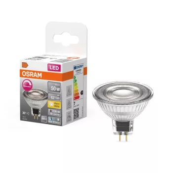 OSRAM Superstar+ dimm. LED izzó spot forma (MR16), GU5.3 foglalat, 6,8W, 621lm, 2700K meleg fehér
