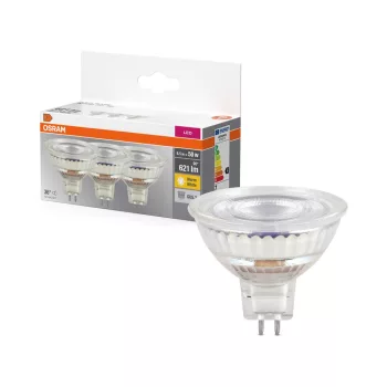 OSRAM Base LED MR16 spot izzó, GU5.3 foglalat, 6,5W, 621lm, 2700K meleg fehér, 3db csomag fényforrás