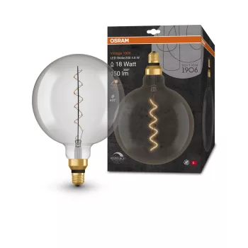 OSRAM Vintage 1906 LED globe izzó, füst üveg búra, E27 foglalat, 4,8W, 1800K, 150lm, meleg fehér