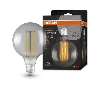 OSRAM Vintage 1906 LED Globe izzó füst üveg, E27 foglalat, 11W, 1800K, 500lm, 124mm átmérő
