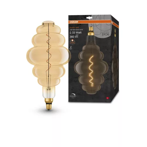 OSRAM Vintage 1906 dimmelhető LED nest izzó, arany üveg búra, E27, 4,8W, 360lm, 2200K extra meleg