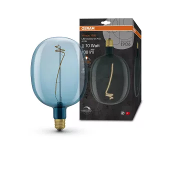 OSRAM Vintage 1906 dimmelhető LED dekor kék izzó, gyertya, átlátszó üveg, E27, 4,5W, 100lm, 1600K
