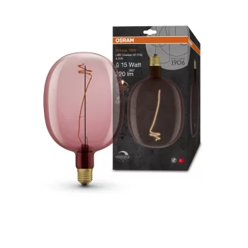 OSRAM Vintage 1906 dimmelhető LED dekor rózsaszín izzó, gyertya, üveg, E27, 4,5W, 220lm, 1600K