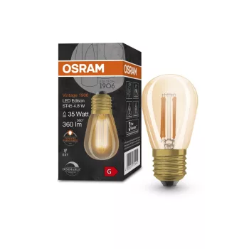 OSRAM Vintage 1906 dimmelhető LED izzó Edison forma, arany üveg E27, 4,8W, 360lm, 2200K extra meleg