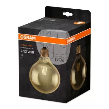 OSRAM LED globe izzó, E27 foglalat, 2,8W, 2500K, 225lm, meleg fehér, energiatakarékos