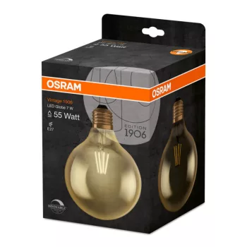 OSRAM LED globe izzó, fényerő szabályozható, E27 foglalat, 7W, 2500K, 725lm, meleg fehér