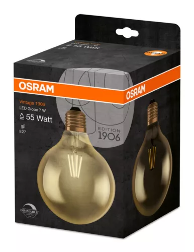 OSRAM LED globe izzó, fényerő szabályozható, E27 foglalat, 7W, 2500K, 725lm, meleg fehér