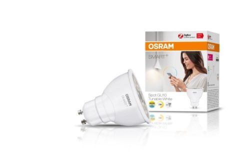 OSRAM SMART+ Zigbee vezérlésű, LED fényforrás, SPOT GU10, szabályozható, 4,5 W-os, változtatható színhőmérséklet: fehér 2700-6500 K, 350 lm, IP20, 20 000 óra, GU10, hangvezérelhető 4058075816619