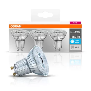 OSRAM Base LED spot, GU10 foglalat, 4,3W, 4000K, 350lm, hideg fehér, 3 db-os csomag