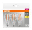 OSRAM Base LED izzó, körte forma, átlátszó üveg búra, E27 foglalat, 7W, 2700K, 806lm, meleg fehér
