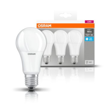 OSRAM Base LED izzó, körte forma, matt plasztik búra, E27 foglalat, 14W, 4000K, 1521lm, hideg fehér