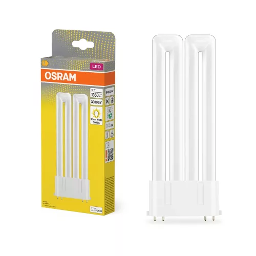 OSRAM Dulux F LED kompakt fénycső, üveg búra, 2G10 foglalat, 12W, 1350lm, 3000K meleg fehér, 169mm