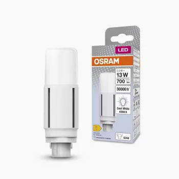 OSRAM Dulux D VT LED kompakt fénycső, matt búra, G24d, 5,5W, 700lm, 4000K semleges fehér, 110mm