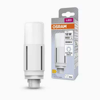 OSRAM Dulux D VT LED kompakt fénycső, matt búra, G24d, 7,5W, 950lm, 4000K semleges fehér, 124mm