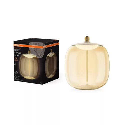 OSRAM Vintage 1906 dimmelhető LED ovális izzó, átlátszó üveg, E27, 12W, 550lm, 1800K, filament