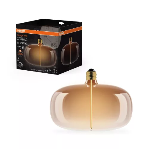 OSRAM Vintage 1906 dimmelhető LED ellipszoid izzó, E27 foglalat, 4W, 120lm, 1800K, 215mm, filament