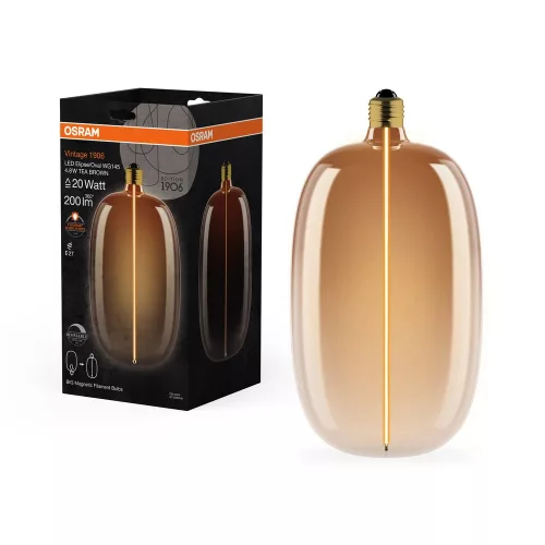 OSRAM Vintage 1906 dimmelhető LED ellipszoid izzó, E27 foglalat, 4,8W, 200lm, 1800K, filament