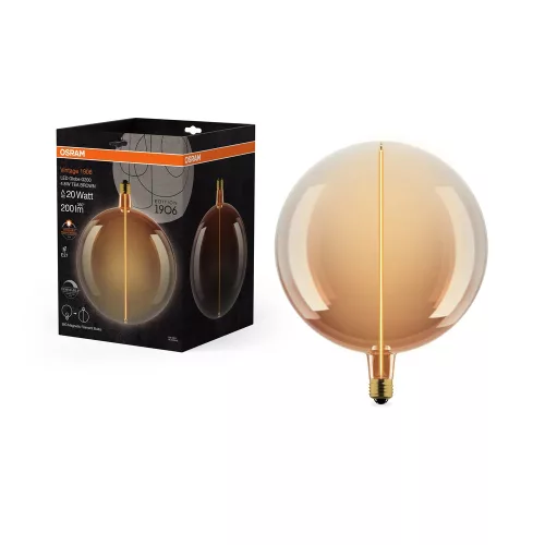 OSRAM Vintage 1906 LED globe izzó, E27 foglalat, 4,8W, 1800K, 200lm, meleg fehér
