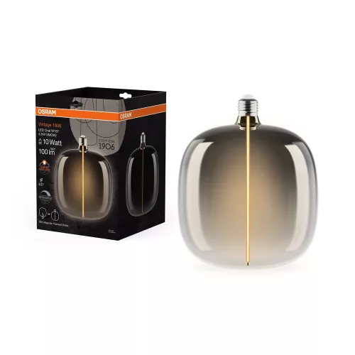 OSRAM Vintage 1906 dimmelhető LED ovális izzó, füst üveg, E27, 4,8W, 100lm, 1800K, 187mm filament