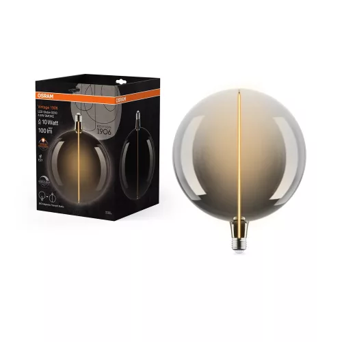 OSRAM Vintage 1906 LED globe izzó, füst üveg búra, E27 foglalat, 4,8W, 1800K, 100lm, meleg fehér