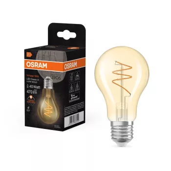 OSRAM Vintage 1906 LED izzó, classic forma, arany üveg E27, 4,9W, 470lm, 2200K extra meleg fehér