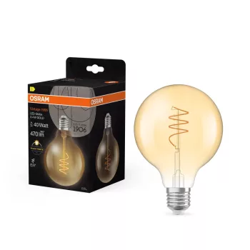 OSRAM Vintage 1906 LED Globe izzó, arany üveg búra, E27 foglalat, 3,4W, 470lm, 2700K meleg fehér