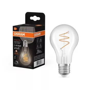 OSRAM Vintage 1906 dimm. LED, classic forma, üveg búra, E27, 4,6W, 470lm, 2200K extra meleg fehér