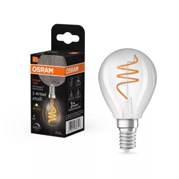OSRAM Vintage 1906 dimmelhető LED kisgömb izzó, üveg, E14 foglalat, 4,6W, 470lm, 2700K, filament