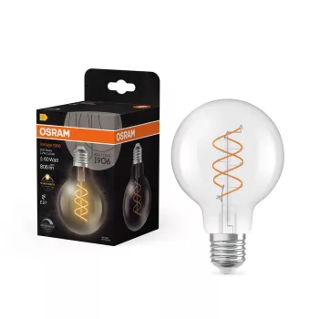 OSRAM Vintage 1906 LED globe izzó, átlátszó üveg búra, E27 foglalat, 7,2W, 2700K, 806lm, meleg fehér