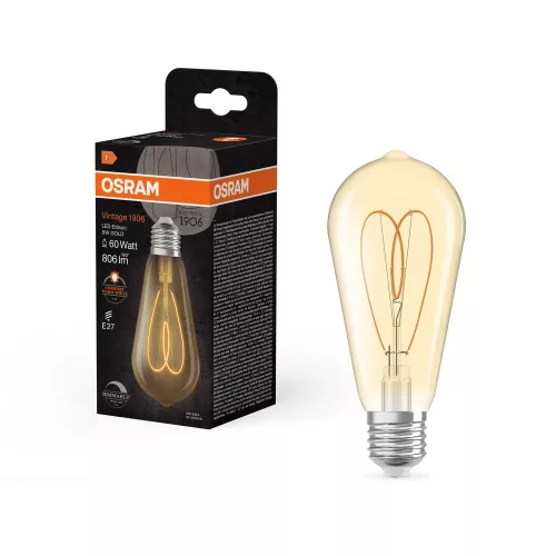 OSRAM Vintage 1906 dimmelhető LED izzó Edison forma, arany üveg E27, 8W, 806lm, 2200K extra meleg