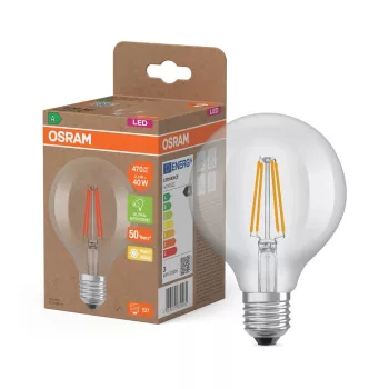 OSRAM Superstar+ LED Globe izzó, üveg búra, E27 foglalat, 2,2W, 470lm, 2700K meleg fehér, filament