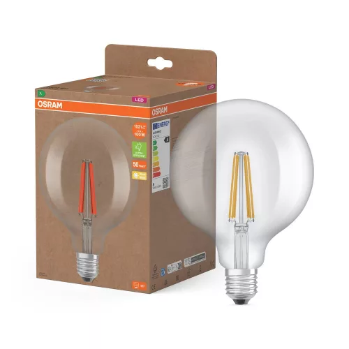 OSRAM Superstar+ LED Globe izzó, üveg búra, E27 foglalat, 7,2W, 1521lm, 2700K meleg, filament