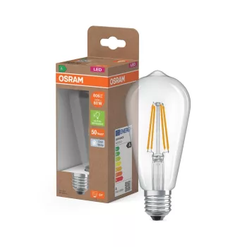 OSRAM Superstar+ LED Edison izzó, átlátszó üveg búra, E27 foglalat, 3,8W, 806lm, 4000K, filament