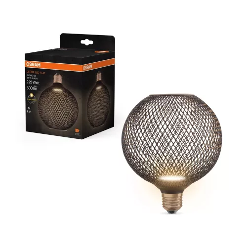 OSRAM DECOR FLAT LED gömb dekoratív izzó, fém házas, E27 foglalat, 3,5W, 300lm, 2700K, B-verzió
