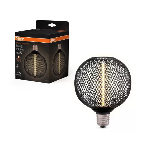 OSRAM DECOR STRAW dimmelhető LED izzó, szálizzó forma, gömb üveg, E27, 3,5W, 110lm, 1800K extra mele