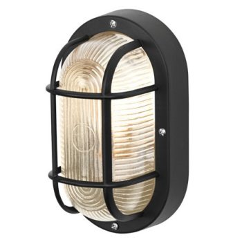 OSRAM Bulkhead hajópajzs lámpa fekete, 10W, IP44, E27 foglalat, üveg ház, 207mm magas