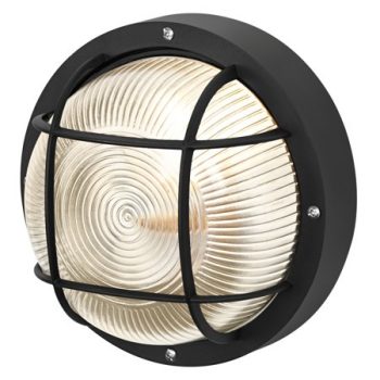 OSRAM Bulkhead hajópajzs lámpa fekete, 10W, IP44, E27 foglalat, üveg ház, 98mm magas