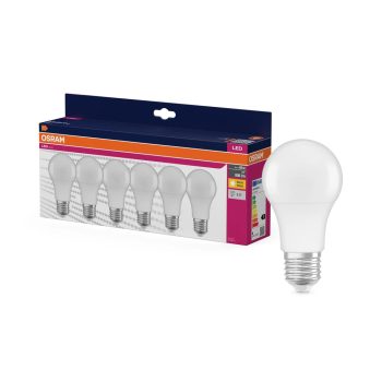 OSRAM Value LED izzó, classic forma, matt búra, E27 foglalat, 8W, 806lm, 2700K meleg fehér 6db