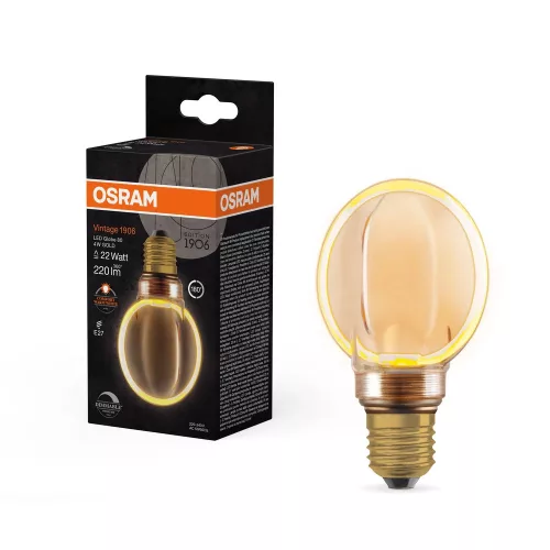 OSRAM Vintage 1906 LED Globe izzó arany üveg, E27 foglalat, 4W, 1800K, 220lm, 80mm átmérő
